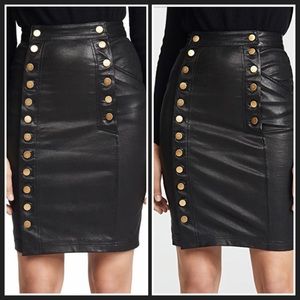 MW Lambleather Black Stretch High-Waist MIDI Skirt